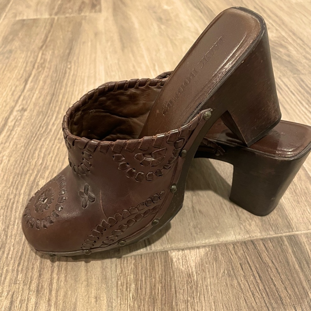 Jack Rogers Brown Leather Mule Clog